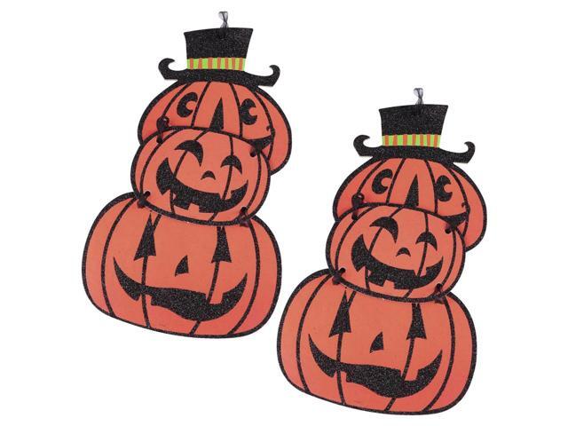 2Pcs Halloween Paper Hanging Sign Halloween Door Hanger Pumpkin Wall Decorations