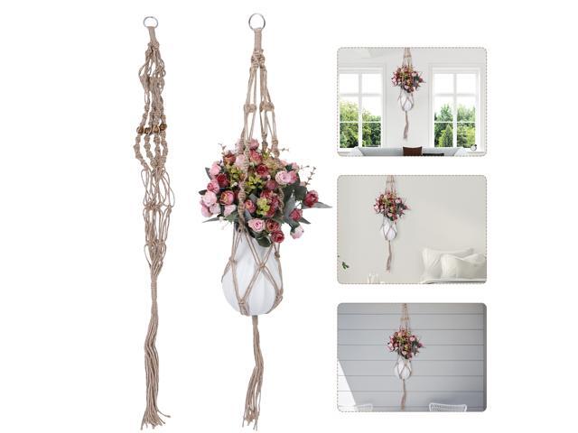 2Pcs Macrame Flower Hanger Indoor Hanging Flower Pot Holder with Beads