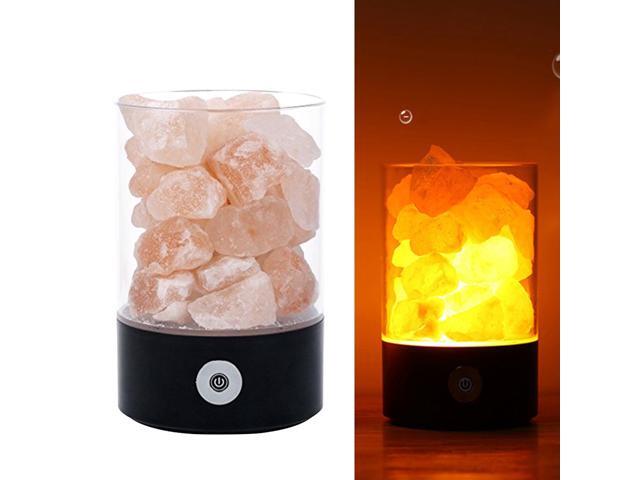 Crystal Salt Lamp Natural Crystal Night Light Colorful Light (Black M2 Roundness)