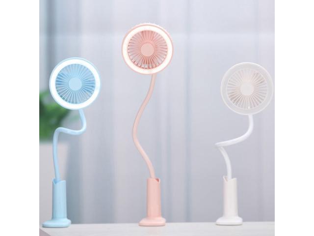 Mini USB Rechargeable 360 Degree Flexible Fan with LED Light and Clip (Sky-blue)