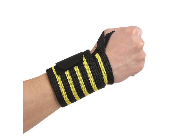 57x8cm Sports Wrist Wraps with Thumb Loop Elastic Wrist Support Braces for Fitness Weight Lifting Strength Training (Yellow Strips)