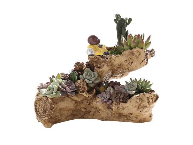 Resin Artificial Twisted Driftwood Planter Flower Pot Sculpture Succulent Planter Multilayer 3 Pots for Decoration No Plants