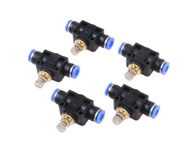 5pcs Tube 6mm 1/4' One Touch Inline Flow Control Valve Throttle Pneumatic Connector Adapter Air Fittings Joint (Black)