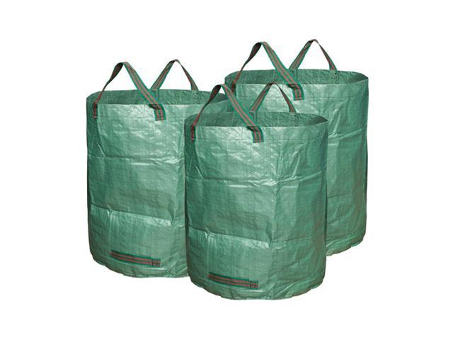 3pcs Garden Waste Bags Reuseable Heavy Duty Gardening Bags Lawn Pool Garden Leaf Waste Bag (Green)