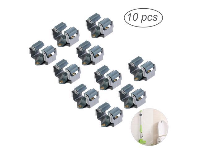 10pcs Mop and Broom Holder Wall Mounted Garden Storage Rack (Grey)