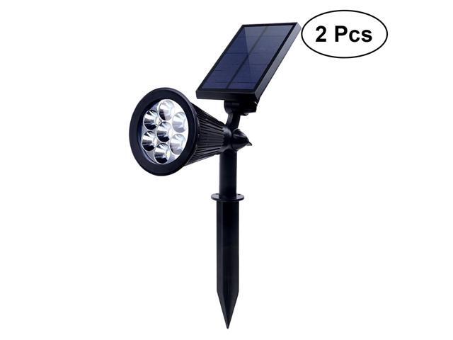 2Pcs LED Solar Lights Outdoor Colors Changed Garden Ground Lawn Light Path 3W Landscape Spot Lights (Black)