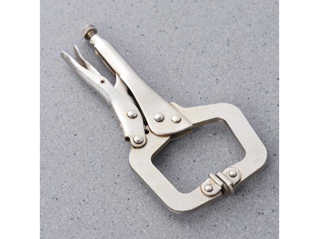 Heavy Duty Locking C-Clamp Face Clamp 6 Inch Steel Locking C-Pliers Vise Grips Locking Plier Wrench Welding Metal Steel Wood Clamp with Swivel