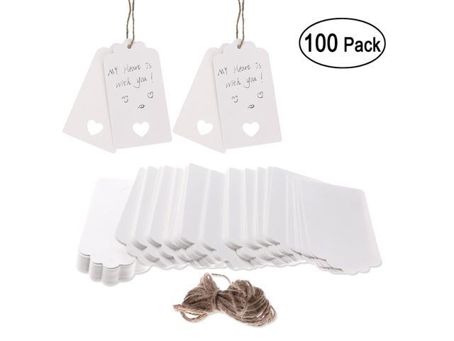 VORCOOL 100pcs 105*55cm Hollow Heart Scalloped Kraft Paper / Blank Tag / Wedding Favour Gift Tag / DIY Tag / Luggage Tag / Price Label with 10M