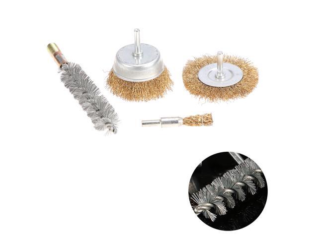 4 Pcs Wire Wheel Brush Set Polishing Wheels Abrasive Wheels Drill Accessory Kit for Rotary Tools