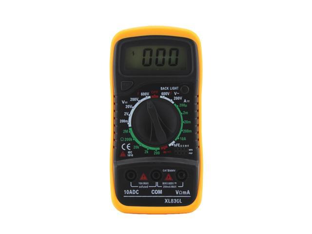 XL830L Digital Multimeter Auto-Ranging Electronic Measuring Instrument Pocket Portable Meter Equipment Industrial LCD Digital Multimeter (Yellow)