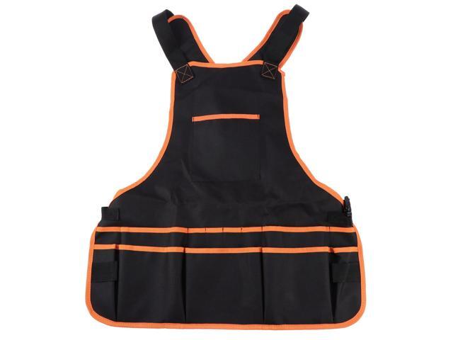 Men Women Garden Tool Apron Oxford Waterproof Apron with Multi-Pockets for Garden Workers Cleaner (Black and Red)