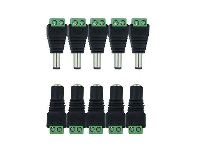 5pcs Male and 5pcs Female DC Power Connector Plug Cable Jack Adapter for CCTV Camera and Strip Light