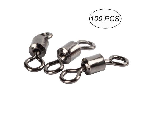 100pcs Fishing Rolling Barrel Swivel Connector Solide Rings Tackle Fishing Connector 10mm