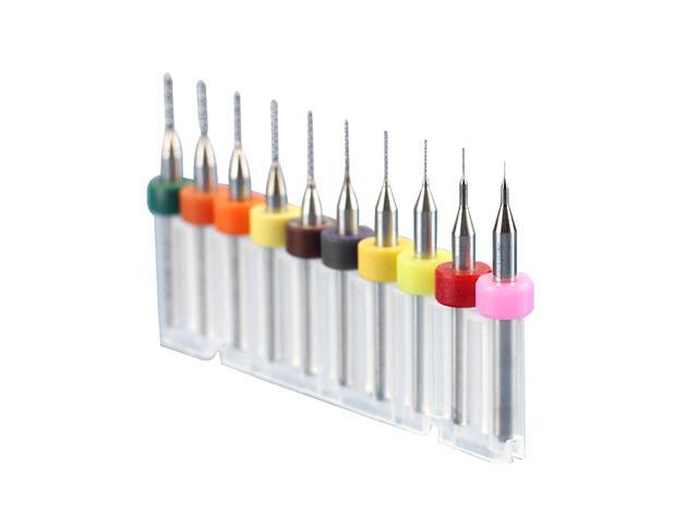 10 PCS/ Set PCB Print Circuit Board Carbide Drill Bits Micro Engraving Drill Bits Set for SMT CNC Rotary Tool 01mm to 10mm