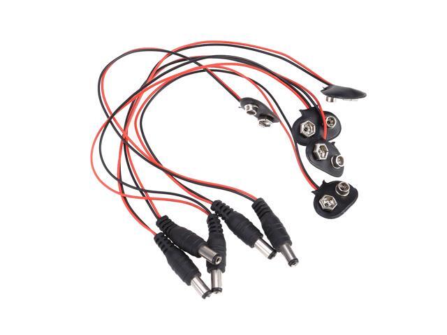 5 Pcs 9 V Battery Connector Cable Clip with 55 x 21 mm Male DC Power Plug T Type Compatible for Arduino