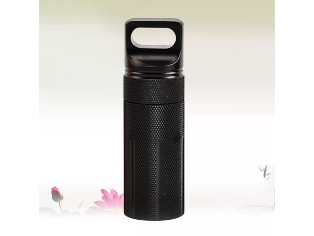2 Pcs Portable Waterproof Aluminum Pill Box Bottle Storage Drug Holder Container Keychain for Outdoor Camping Travel
