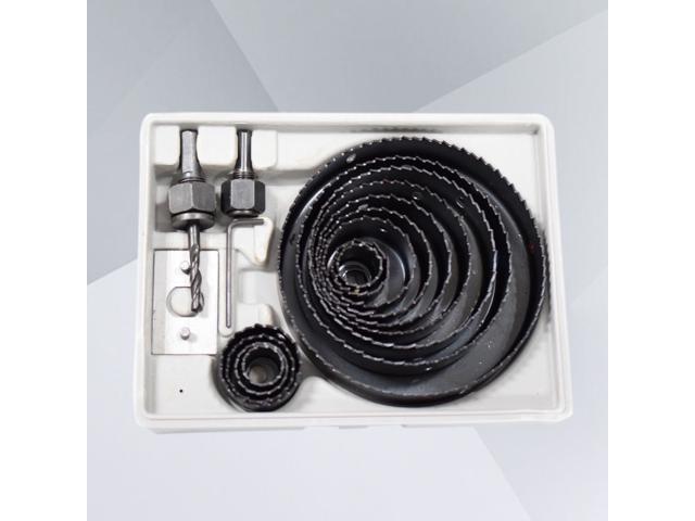 11PCS Hole Saws Drill Bits Hole Punchers Wood Working Tool Set for Plank Plywood Plasterboard PVC (Black)