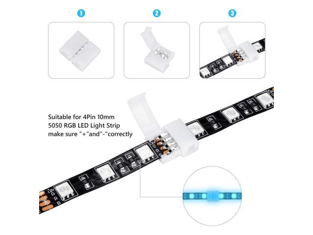 100 Pcs Light Strip Connector Solderless Snap Down Connector LED Strip Adapter