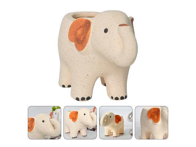 1pc Elephant Ceramic Succulent Plant Pot Fun Cartoon Animals Planter Home Decor