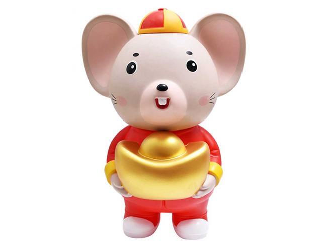 Mouse Shaped Saving Pot Creative Desktop Decoration Adorable Coin Container Size S Red (Gold Ingot)