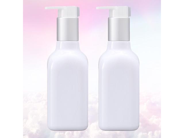 2pcs 200ml Quadrangular Lotion Bottle Hand Sanitizer Bottle Portable Pump Bottle Empty Storage Container with Long Mouth Pump (Silver)