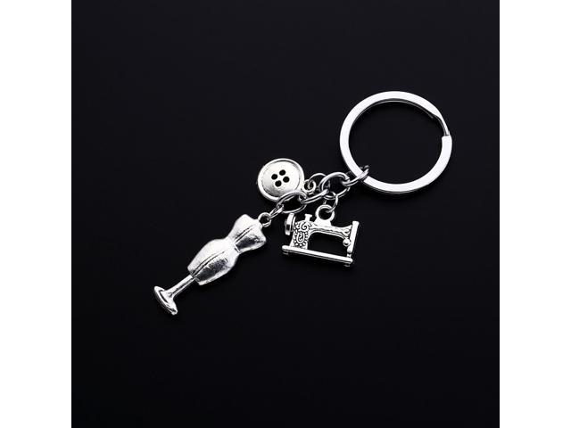 Costume Designer Key Rings Button Sewing Machine Design Keychains Pendant Key Holder Craft Ornaments Gift