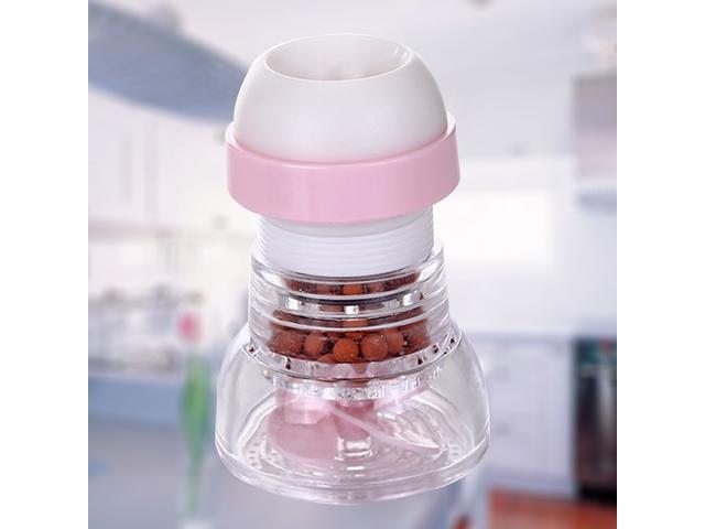 360 Degree Home Rotatable Water Bubbler Swivel Head Water Saving Faucet Aerator Nozzle Tap Adapter Device With Activated Carbon (Pink)