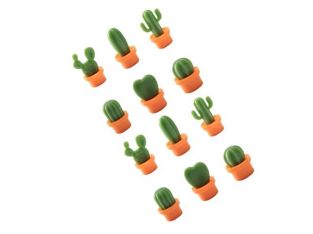 12pcs Cactus Shape Refrigerator Magnetic Stickers Simulation Succulents Message Sticker for Home Decoration (Orange)