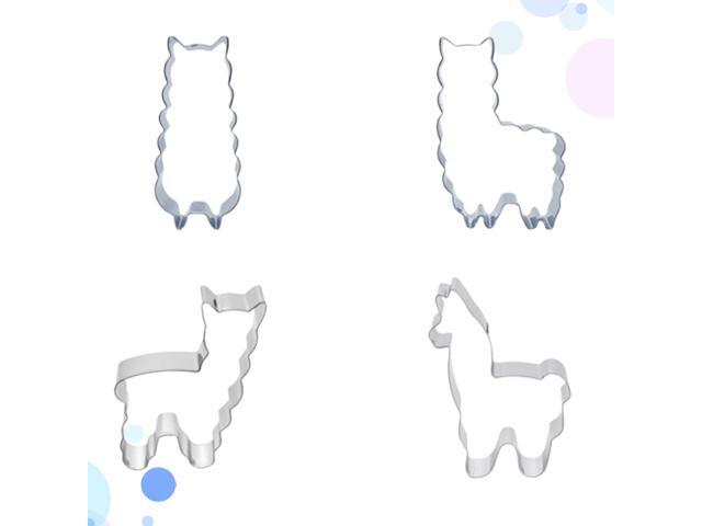 4pcs Stainless Steel Cookie Cutter DIY Biscuit Mould Baking Tools Alpaca Shape Baking Mold (Random Patterns)
