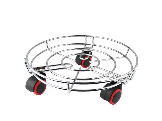 Silver Wheel Movable Flower Shelf Multifunctional Rolling Iron Succulent Plant Rack Creative Receptacle Tray Floor-type Planter Base for Indoor
