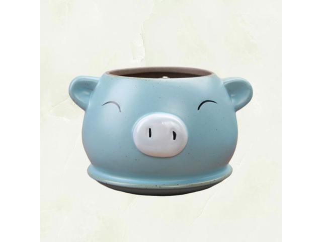 1PC Succulent Storage Jar Ceramic Flowerpot Pig Design Planter Mini Bonsai Container Gardening Supply (Pattern 1)
