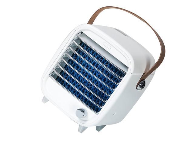 1Pc USB Desktop Air Conditioning with Ambient Lighting Portable Air Cooler Mini AC(White)