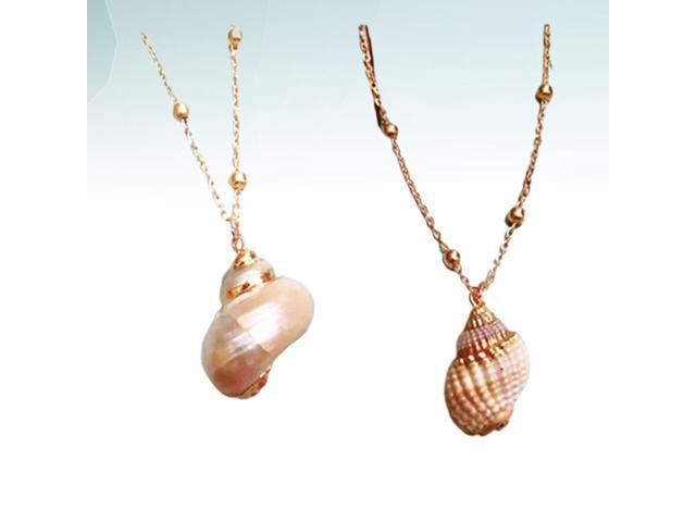 2pcs Chic Conch Necklace Pendant Stylish Elegant Neck Accessories Creative Necklace Jewelry Small Gift for Women Girls
