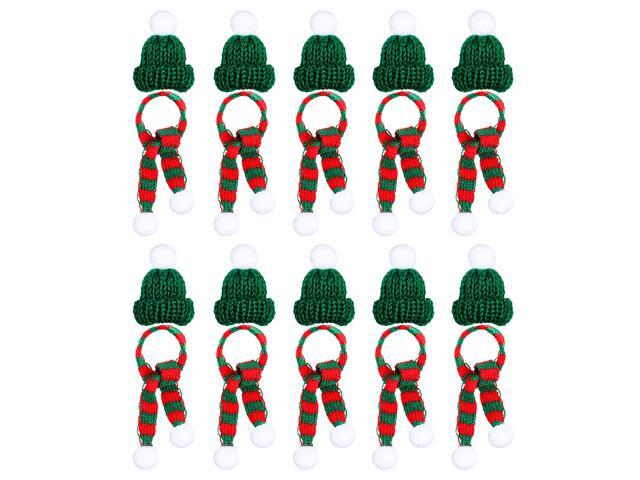 PRETYZOOM 20pcs Stylish Xmas Mini Scarf and Hat Decor Doll Clothes Accessory Creative Plants Adornment for Home Festival