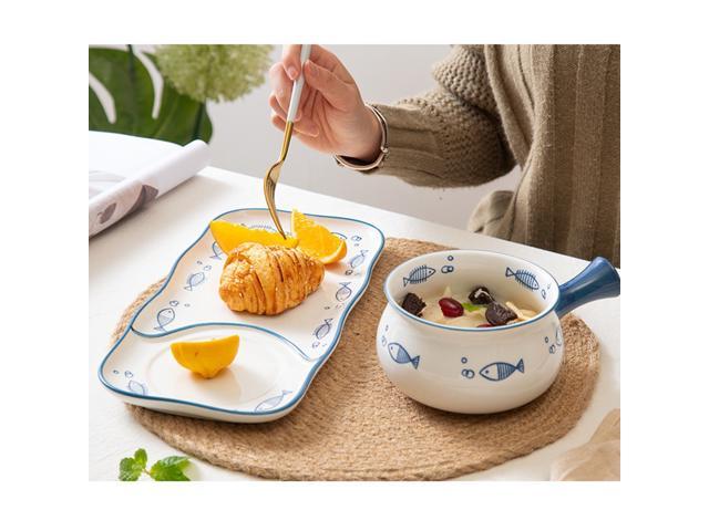 Ceramics Milk Pan Cooking Pot Coffee Sauce Pan Kitchen Food Instant Noodle Pot with Handle for Home Restaurant