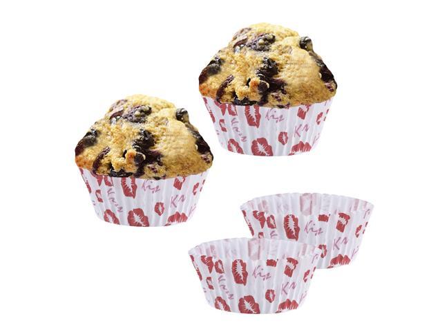 200 Pcs Heat Resistant PE Coating Cupcake Wrappers Round Thicken Muffin Cup Cake Paper Cup (Coffee Lip)