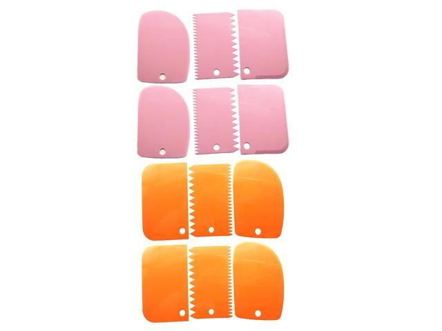 12Pcs Plastic Dough Scraper Cake Shaving Cream Cut Scraper Plate Pastry Tool Multipurpose Kitchen Spatula Baking Supplies (A Set of 3 Patterns