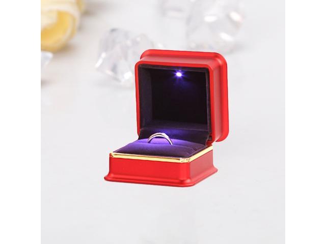 LED Jewelry Box Delicate Ring Storage Case Red Wedding Jewel Organizer Packaging Box