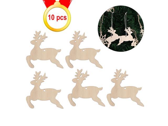 10pcs Christmas Wooden Hanging Decor Embellishments for Christmas Tree Home Wall Decor (Elk)