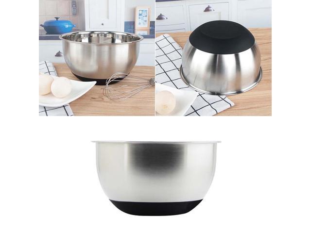 Stainless Steel Mixing Bowl with Scale Deepened Fruit Salad Bowl Non-slip Silicone Bottom Egg Beating Container for Restaurant Home (Inner Diameter