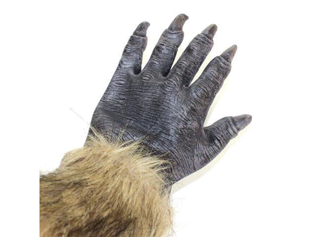 1 Pair of Scary Eco-friend Latex Plush Wolf Paw Gloves Bar Props Halloween Tools