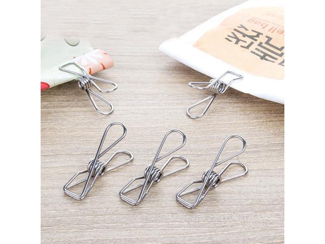 70 Pcs Stainless Steel Wire Clips Multi-purpose Solid Metal Hanging Clips Hooks for Laundry Daily Use - Size S