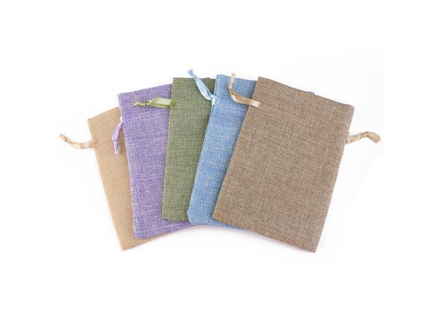 5pcs Garden Natural Linen Drawstring Bags Pouch for Favors/ Parties/ Crafting