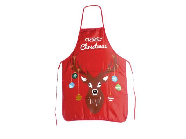 Christmas Printed Aprons Chef Kitchen Servants Maid Apron Festive Party Decorations (Deer)