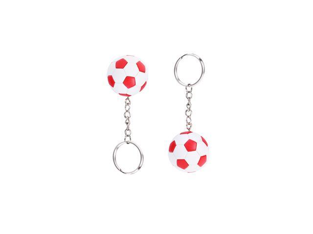 2PCS 4CM Soccer Ball Keychains for Kids Party Favors and School Carnival Prizes (Red)