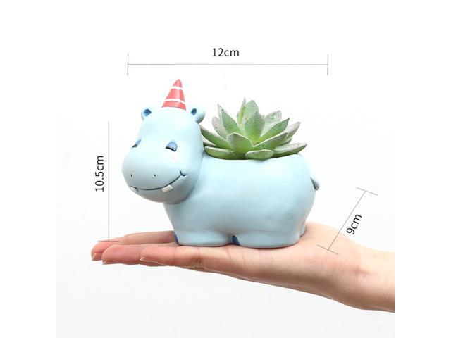 Resin Hippo Flower Pots Succulent Planter Nursery Pot Home Decoration for Garden Balcony