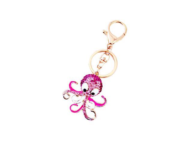 Cute Octopus Rhinestone Keychain Car Keyring Purse Bag Pendant Decoration Hanging Keychain Accessory Creative Gift (Random Color)