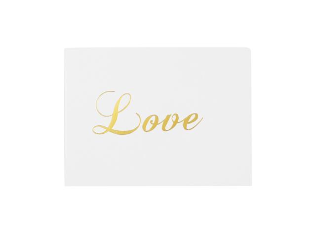 50pcs Mini Gold Embossed Thank You Valentine Happy Birthday Party Wedding Invitations Letter Greeting Cards (Love)