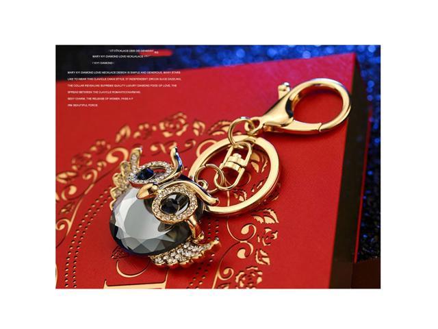Cute Rhinestone Owl Keychain Car Keyring Holder Handbag Purse Pendant Decoration Keyring