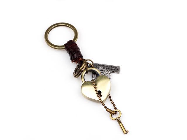 Love Hearts Keychain Car Keyring Purse Bag Pendant Decoration Hanging Keychain Accessory Creative Gift (Bronze)